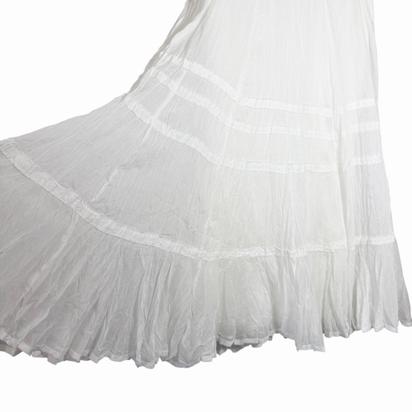Lauren Ralph Lauren Tiered Cotton Maxi Skirt 10 White Boho Cottagecore Romantic - Picture 9 of 14
